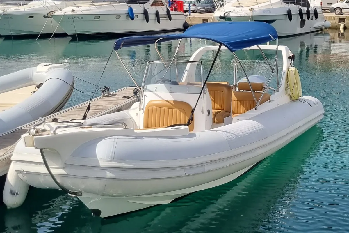 Exterior view of AGA, a Marine Spirit 640 motorboat at Primošten, Croatia
