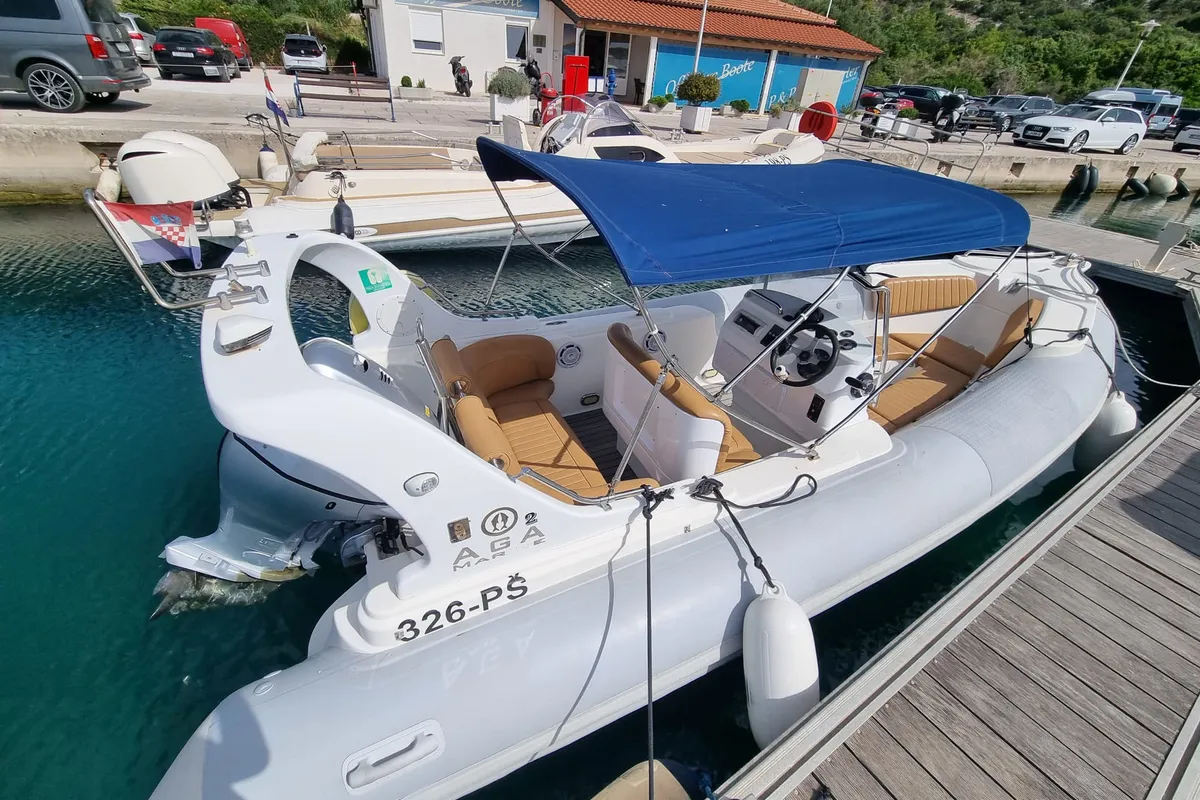Exterior view of AGA, a Marine Spirit 640 motorboat at Primošten, Croatia