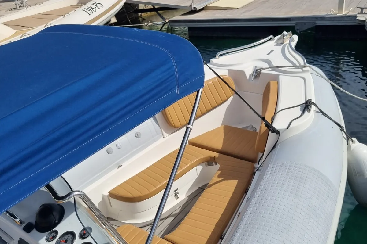 Deck of AGA, a Marine Spirit 640 motorboat at Primošten, Croatia