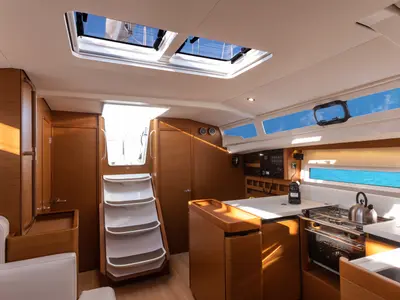 Galley of Vittoria, a Jeanneau Sun Odyssey 440 sailboat at Capo d'Orlando, Italy