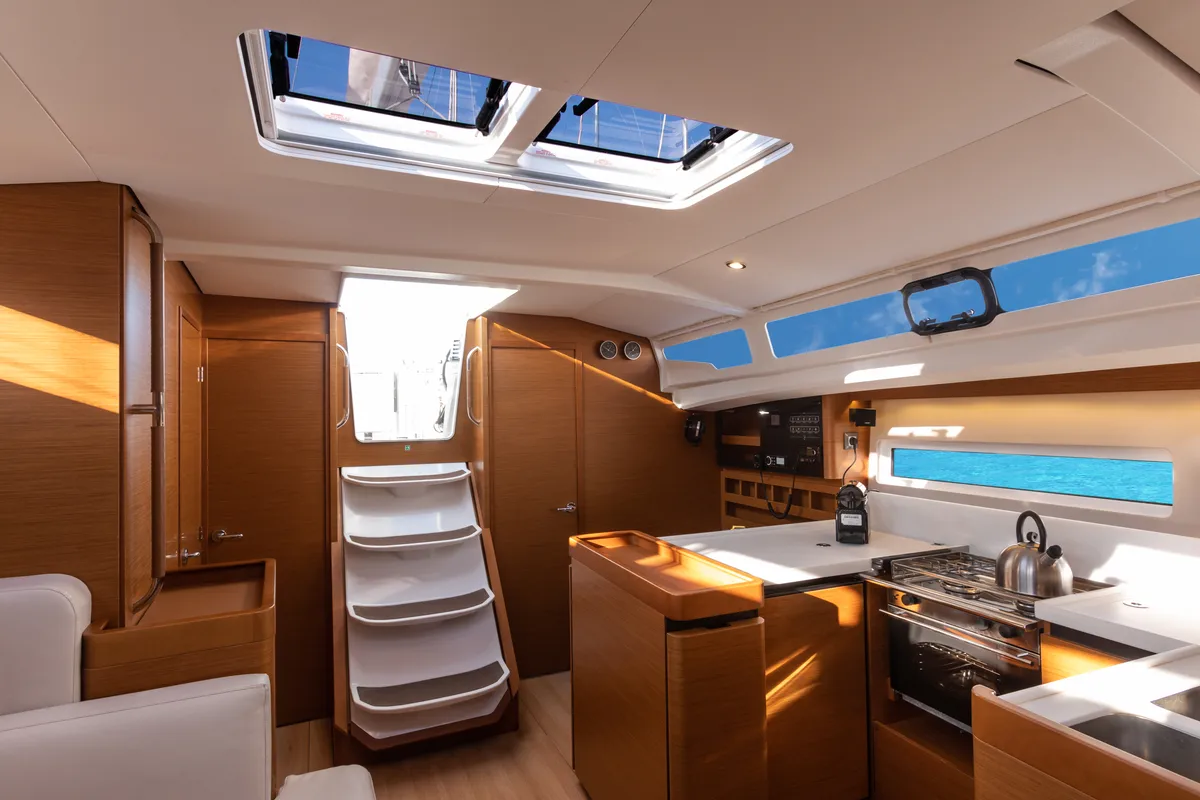 Galley of Vittoria, a Jeanneau Sun Odyssey 440 sailboat at Capo d'Orlando, Italy