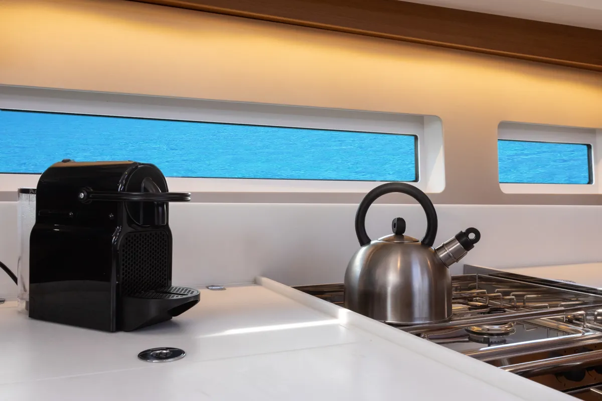Galley of Vittoria, a Jeanneau Sun Odyssey 440 sailboat at Capo d'Orlando, Italy