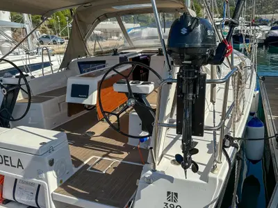 Cockpit of Andela, a Dufour 390 GL sailboat at Primošten, Croatia