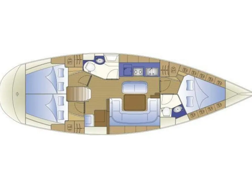 Floor plan of Vlassis, a Bavaria 40 sailboat at Municipal Unit of Lefkada, Greece