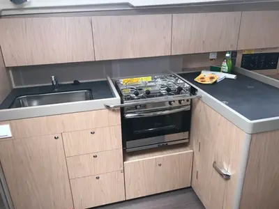 Galley of Agena, a Beneteau Oceanis 41.1 sailboat at Salerno, Italy