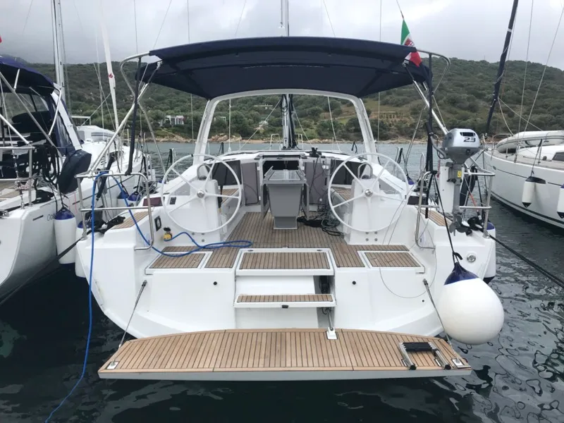 Exterior view of Agena, a Beneteau Oceanis 41.1 sailboat at Salerno, Italy