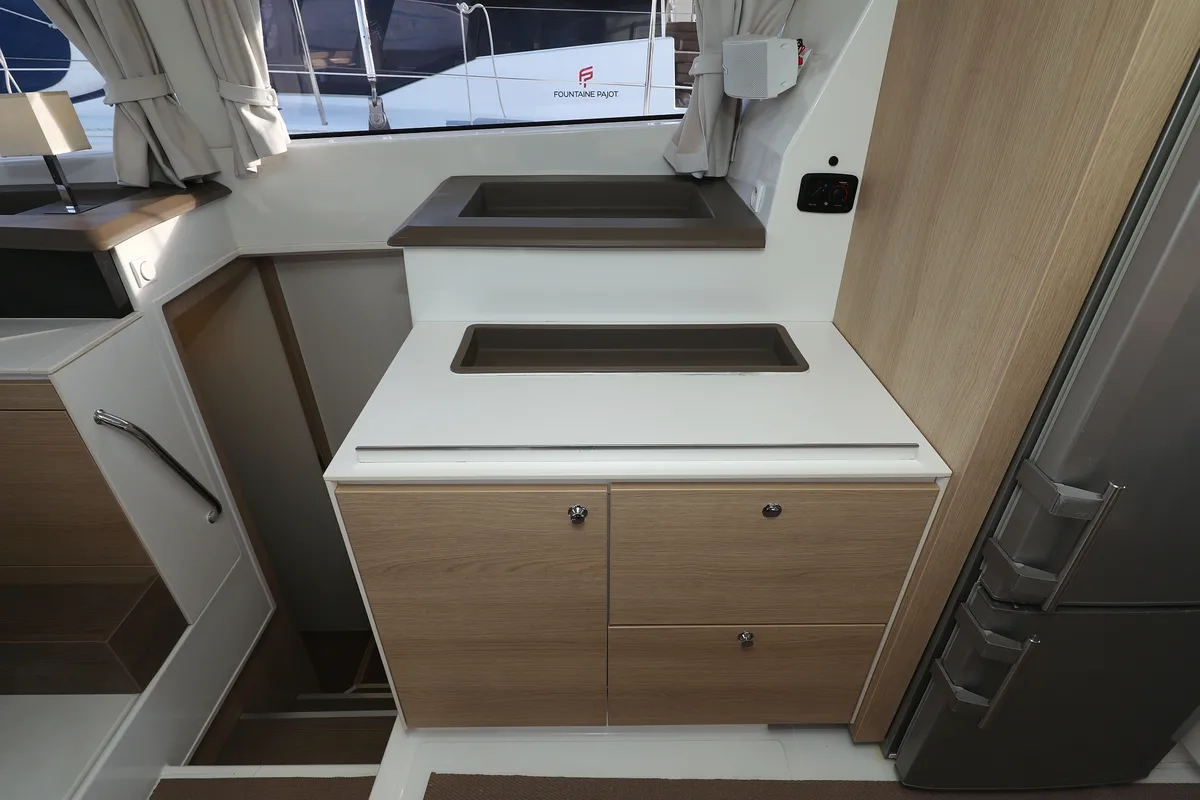 Galley of Indigo Star, a Bali 4.0 catamaran at Općina Rogoznica, Croatia