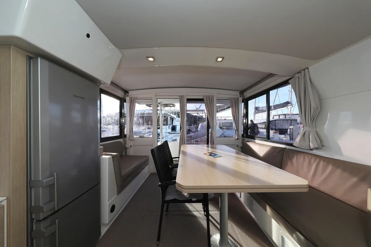 Salon of Indigo Star, a Bali 4.0 catamaran at Općina Rogoznica, Croatia