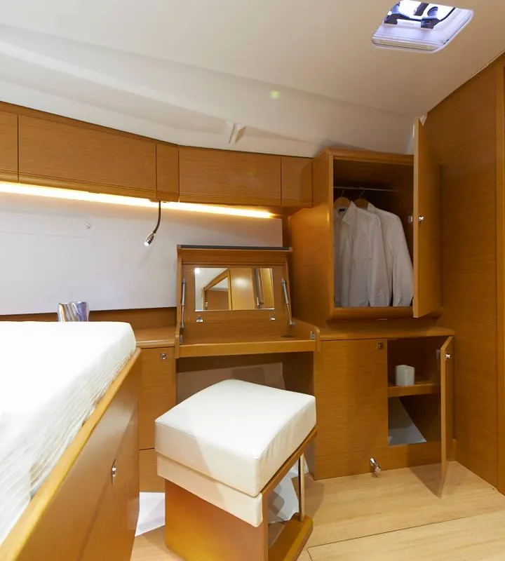 Cabin on Lucky Rain, a Jeanneau Sun Odyssey 479 sailboat at Fethiye, Turkey