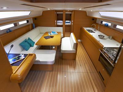 Galley of Lucky Rain, a Jeanneau Sun Odyssey 479 sailboat at Fethiye, Turkey