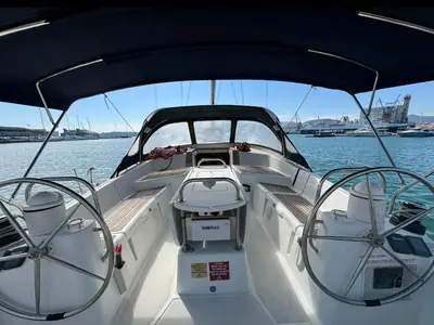 Cockpit of FREYA, a Jeanneau Sun Odyssey 42DS sailboat at Volos, Greece