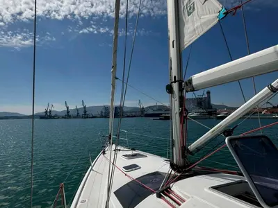 Deck of FREYA, a Jeanneau Sun Odyssey 42DS sailboat at Volos, Greece