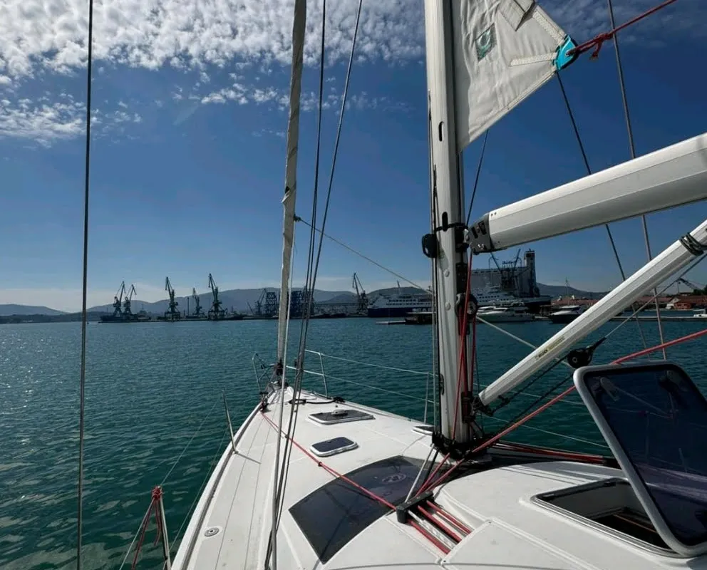 Deck of FREYA, a Jeanneau Sun Odyssey 42DS sailboat at Volos, Greece