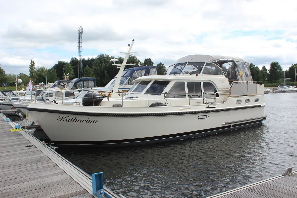 Exterior view of Katharina, a Linssen Grand Sturdy 40.9 AC motor yacht at Kinrooi, Belgium