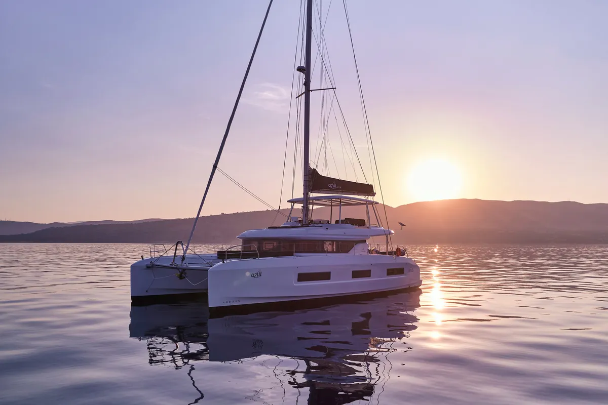 AZUL, a Lagoon 55 catamaran at Corfu, Greece