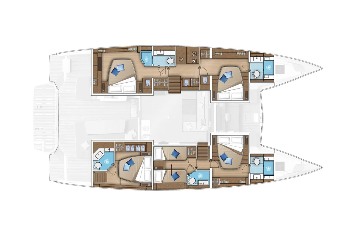Floor plan of AZUL, a Lagoon 55 catamaran at Corfu, Greece