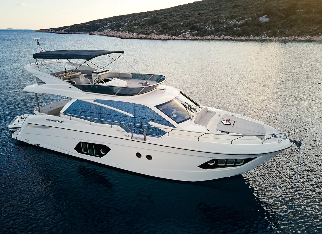 Exterior view of Viva La Vida, a Absolute 50 Fly motor yacht at Podstrana - Miljevac, Croatia
