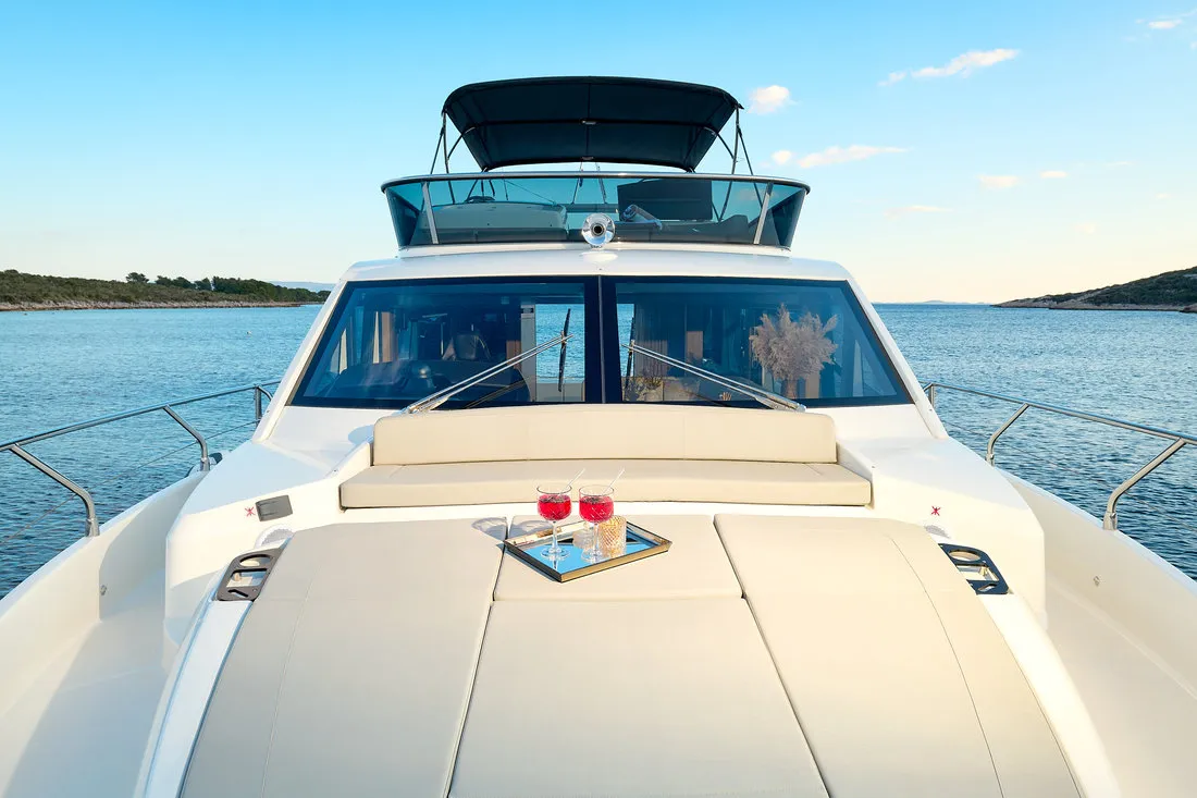 Deck of Viva La Vida, a Absolute 50 Fly motor yacht at Podstrana - Miljevac, Croatia