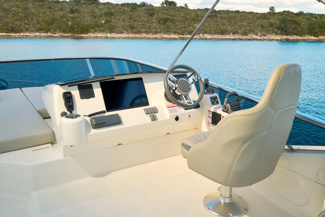 Cockpit of Viva La Vida, a Absolute 50 Fly motor yacht at Podstrana - Miljevac, Croatia