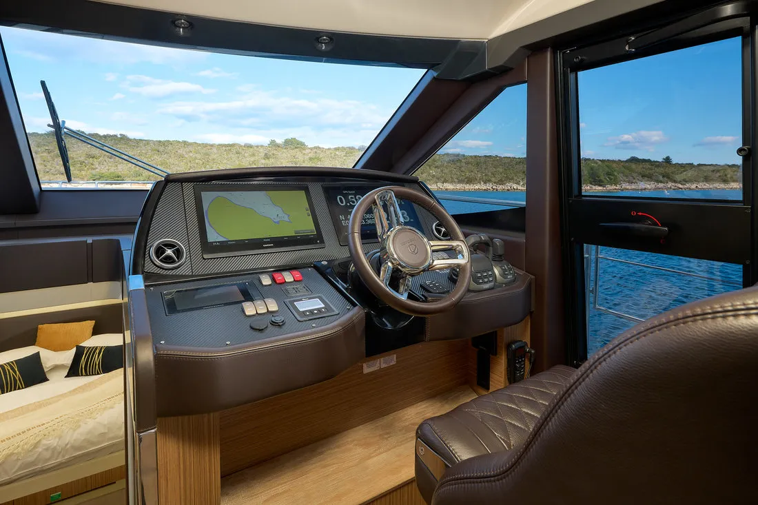 Cockpit of Viva La Vida, a Absolute 50 Fly motor yacht at Podstrana - Miljevac, Croatia