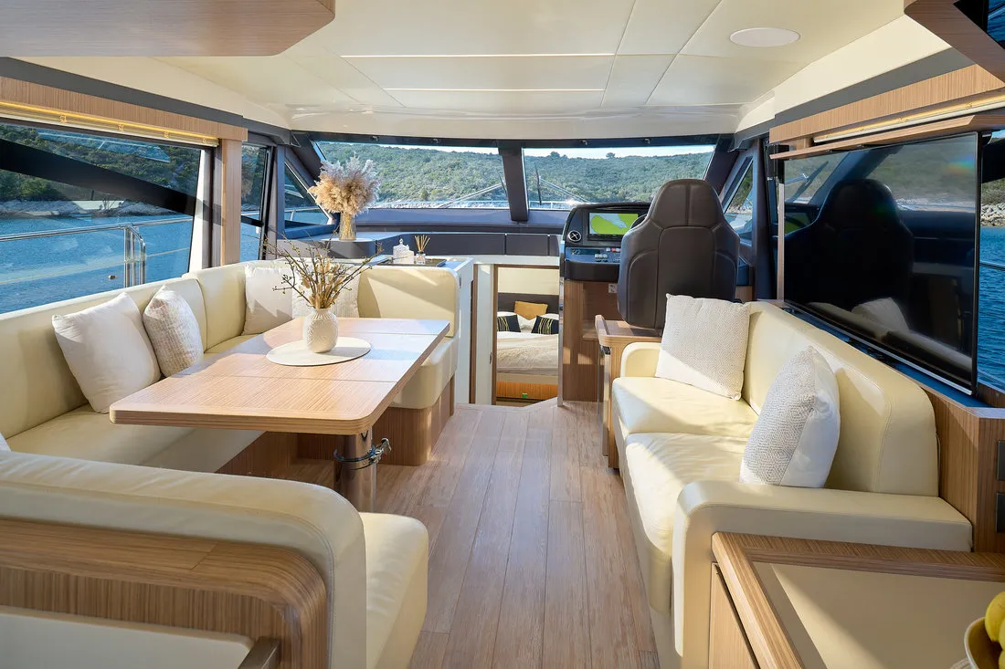 Salon of Viva La Vida, a Absolute 50 Fly motor yacht at Podstrana - Miljevac, Croatia
