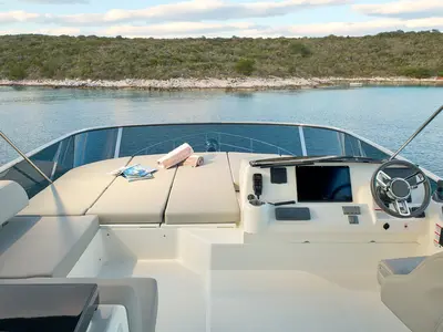 Deck of Viva La Vida, a Absolute 50 Fly motor yacht at Podstrana - Miljevac, Croatia