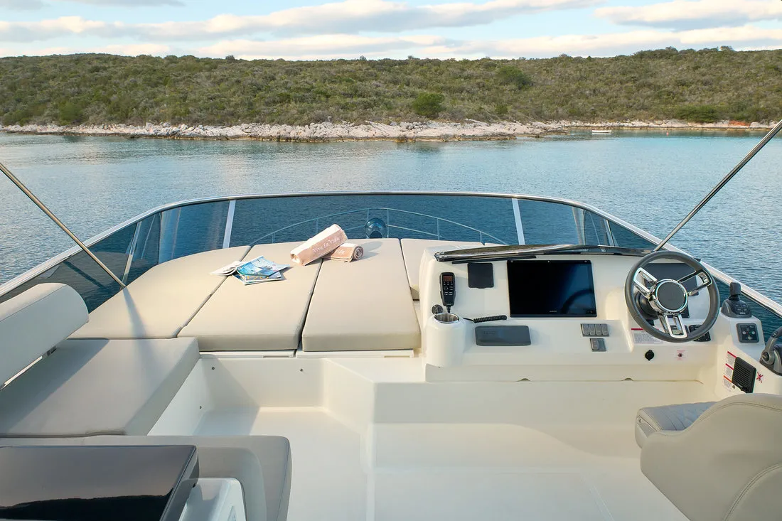 Deck of Viva La Vida, a Absolute 50 Fly motor yacht at Podstrana - Miljevac, Croatia