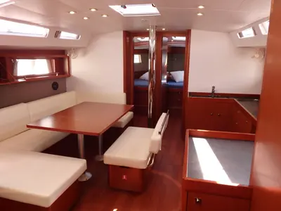 Salon of Joy, a Beneteau Oceanis 48 sailboat at Municipal Unit of Lefkada, Greece