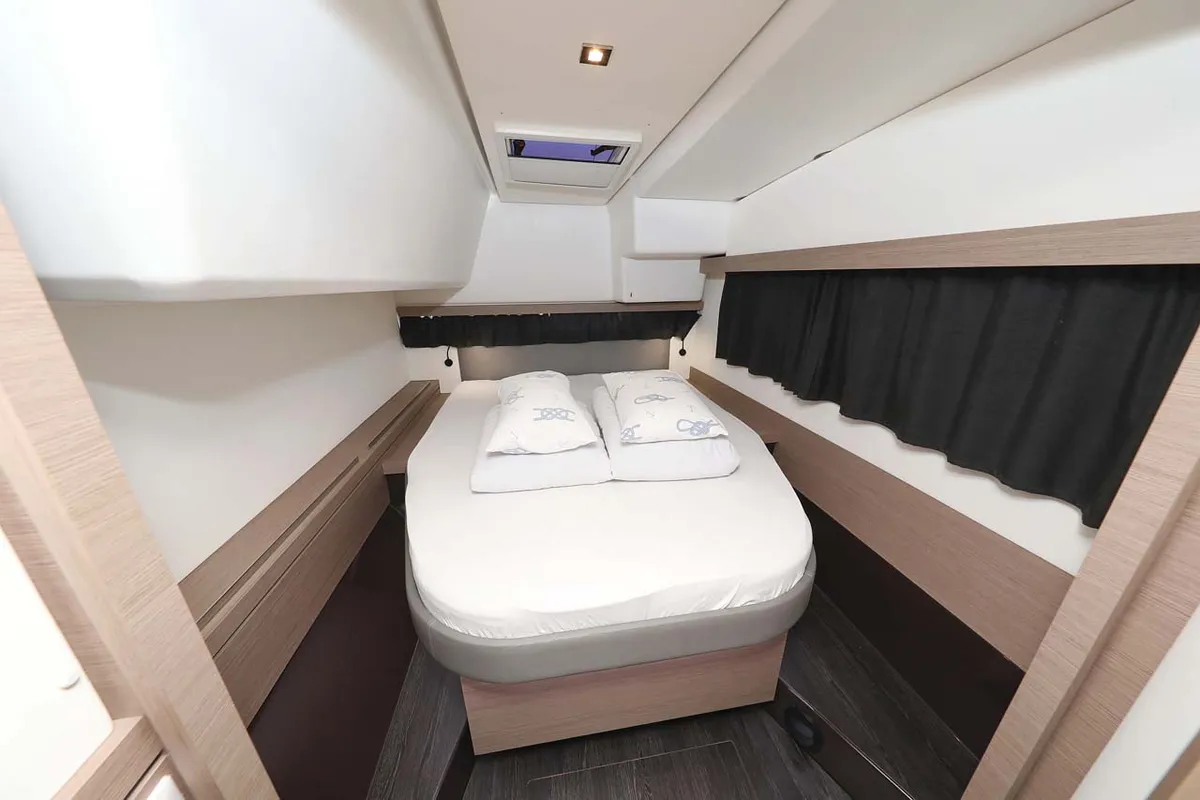 Cabin on Canopus, a Fountaine Pajot Lucia 40 catamaran at Murter, Croatia
