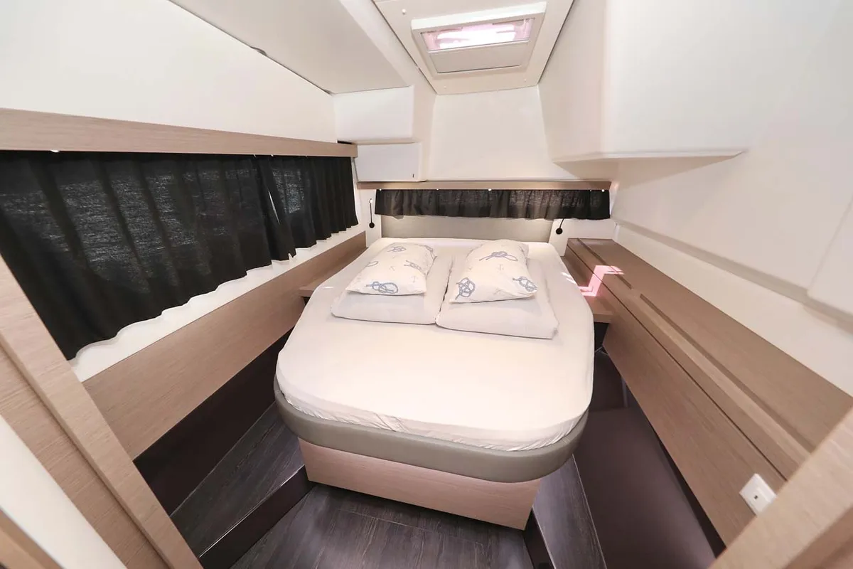 Cabin on Canopus, a Fountaine Pajot Lucia 40 catamaran at Murter, Croatia