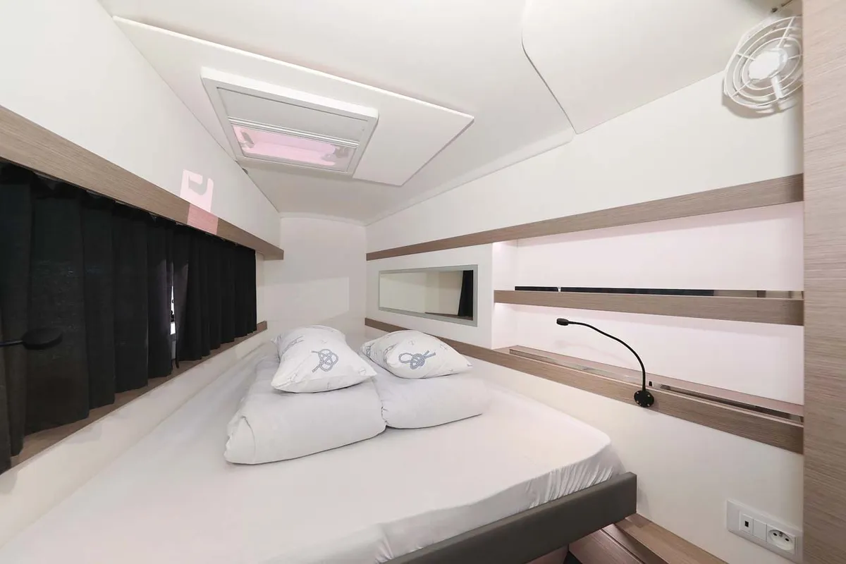 Cabin on Canopus, a Fountaine Pajot Lucia 40 catamaran at Murter, Croatia