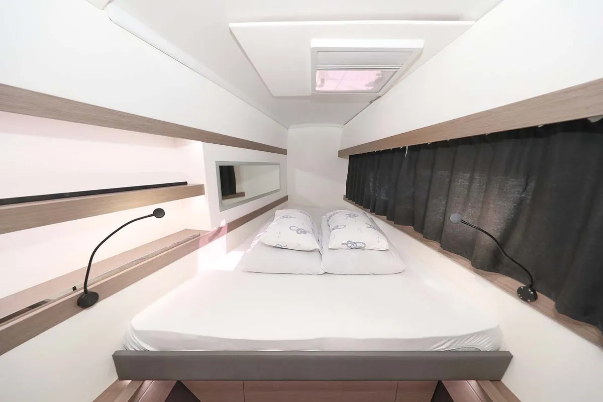 Cabin on Canopus, a Fountaine Pajot Lucia 40 catamaran at Murter, Croatia