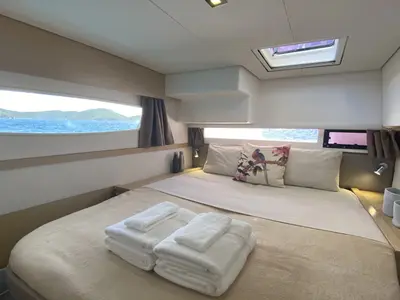 Cabin on Purpose, a Fountaine Pajot Saba 50 catamaran at Papeete, France