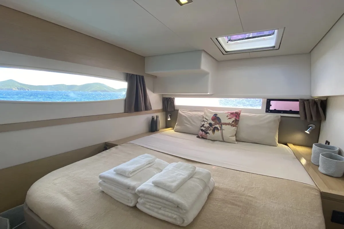 Cabin on Purpose, a Fountaine Pajot Saba 50 catamaran at Papeete, France