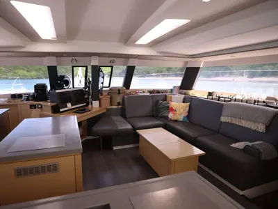Salon of Purpose, a Fountaine Pajot Saba 50 catamaran at Papeete, France