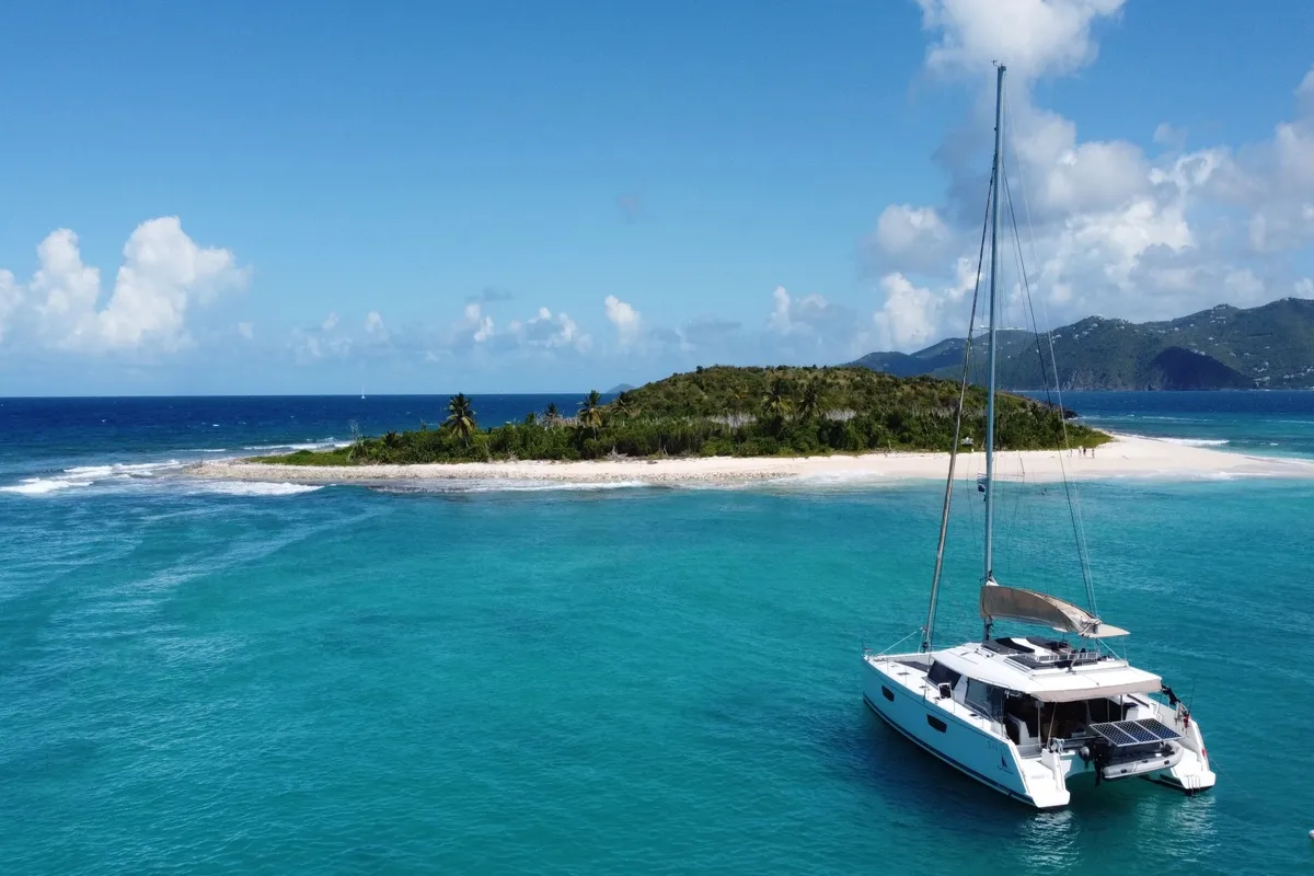 Exterior view of Purpose, a Fountaine Pajot Saba 50 catamaran at Papeete, France