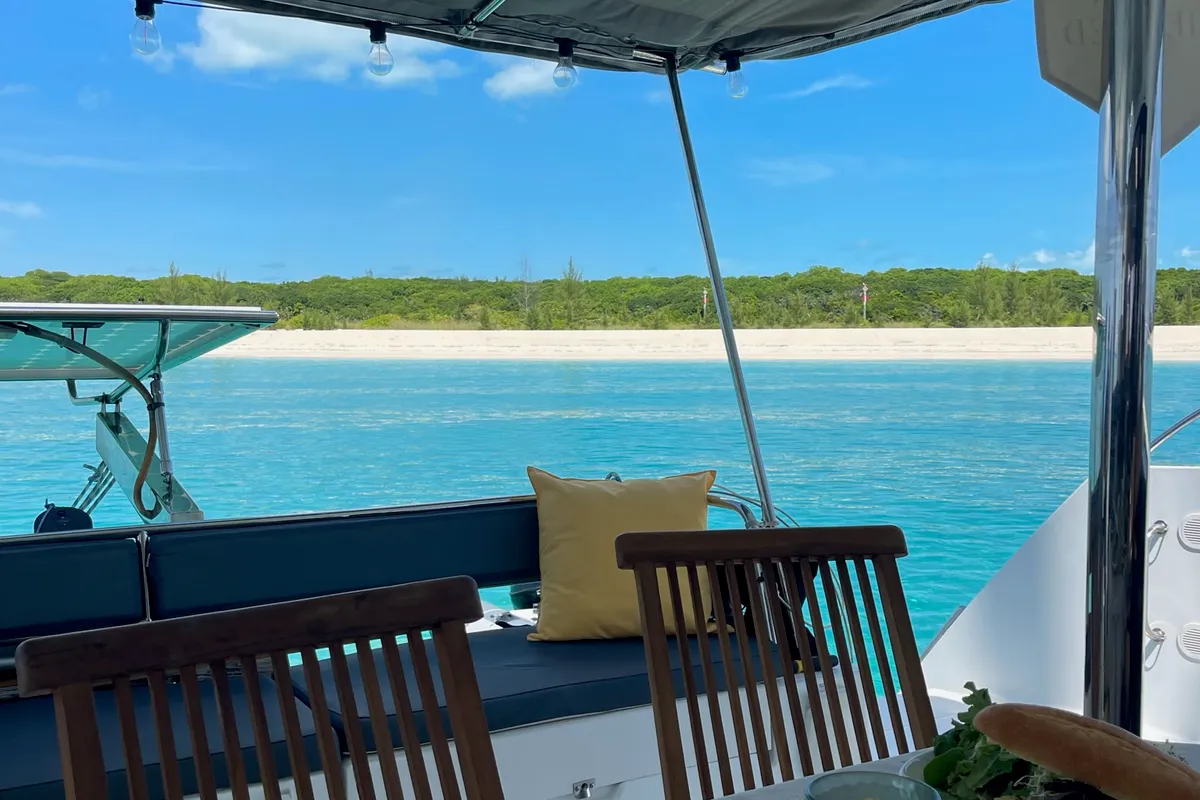 Deck of Purpose, a Fountaine Pajot Saba 50 catamaran at Papeete, France