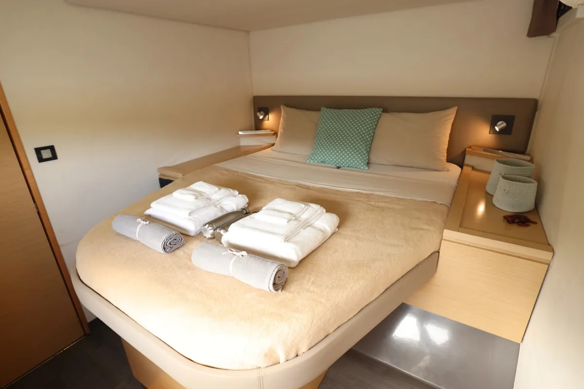 Cabin on Purpose, a Fountaine Pajot Saba 50 catamaran at Papeete, France