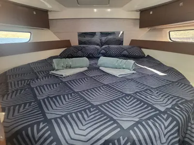 Cabin on Whiskey, a Jeanneau Merry Fisher 895 motorboat at Novi Vinodolski, Croatia