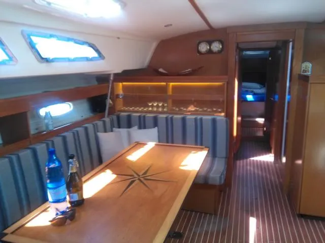 Salon of Sissi, a Bavaria 51 Cruiser sailboat at Kontokali, Greece