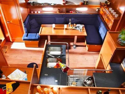 Salon of Sissi, a Bavaria 51 Cruiser sailboat at Kontokali, Greece