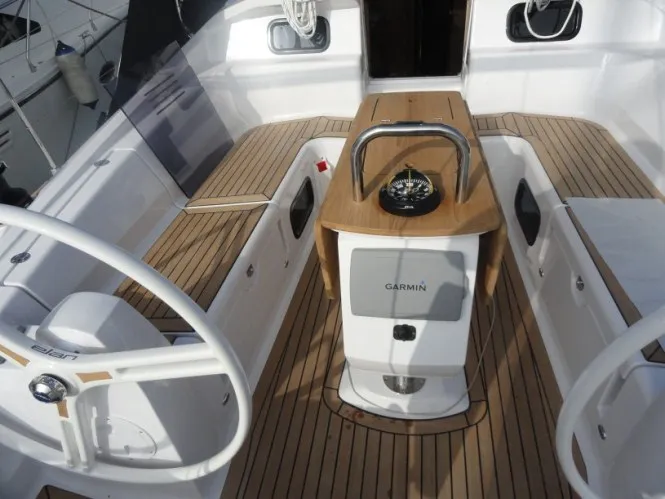Cockpit of Reina, a Elan 444 Impression sailboat at Grad Pula, Croatia