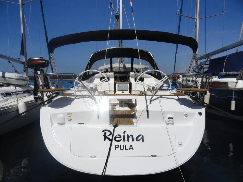 Exterior view of Reina, a Elan 444 Impression sailboat at Grad Pula, Croatia