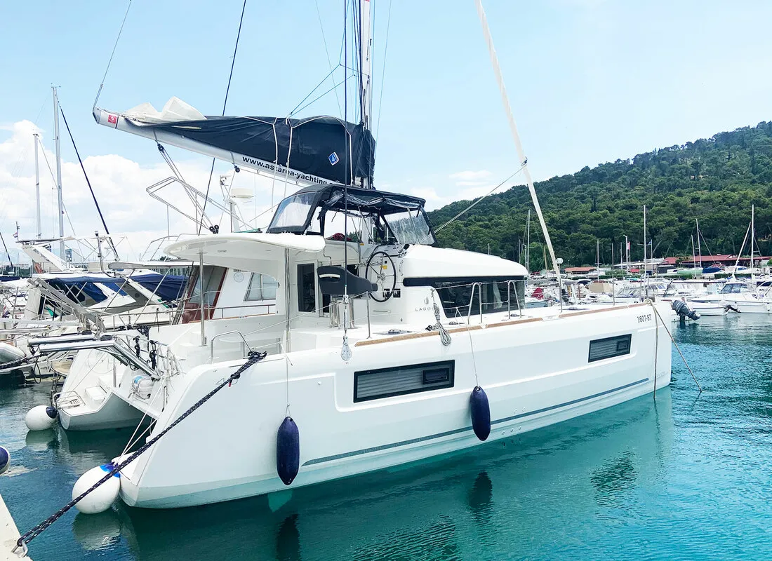 Exterior view of Candy, a Lagoon 40 catamaran at Split, Croatia