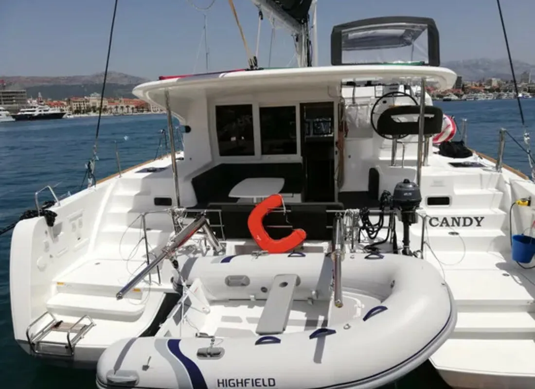 Exterior view of Candy, a Lagoon 40 catamaran at Split, Croatia