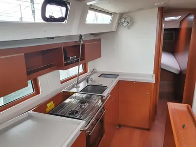Galley of Alice, a Beneteau Oceanis 46.1 sailboat at Cannigione, Italy