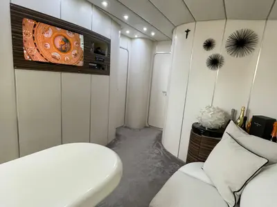 Salon of Premium, a Gulet Mangusta 65 motor yacht at Salerno, Italy