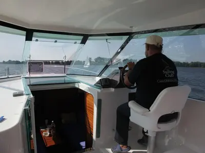 Cockpit of Nautika 1000, a Delphia Yachts Nautika 1000 motorboat at Wilkasy, Poland