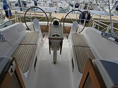 Deck of Federica, a Bavaria Cruiser 41 sailboat at Sukošan, Croatia