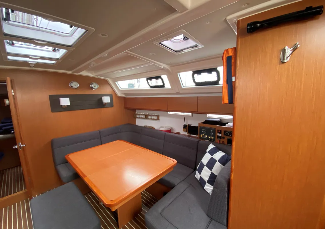 Salon of Bella Donna, a Bavaria Cruiser 46 sailboat at Lelystad, Netherlands